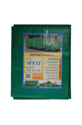 T.W. Evans Cordage 10 ft. x 12 ft. Black/Green Contractor Grade Value Poly Tarp - G1012