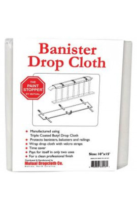 The Paint Stopper by Mutual 10 in. x 15 ft. White Banister Railing Triple Coated Butyl Drop Cloth - 33416