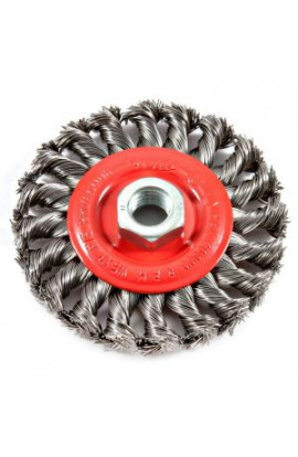Forney 4 in. x 5/8 in.-11 Threaded Arbor Twist Knot Wire Wheel Brush - 72759