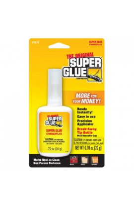 Super Glue .70 oz. Glue Bottle w/Breakaway Tip (12-Pack) - 15118