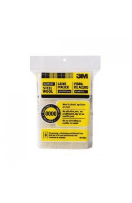3M 2 in. x 4 in. #0000 Super Fine Synthetic Steel Wood Pads (6-Pack) - 10119